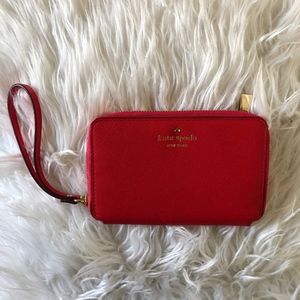 Kate Spade Pink Leather Cedar Street Tech Wallet